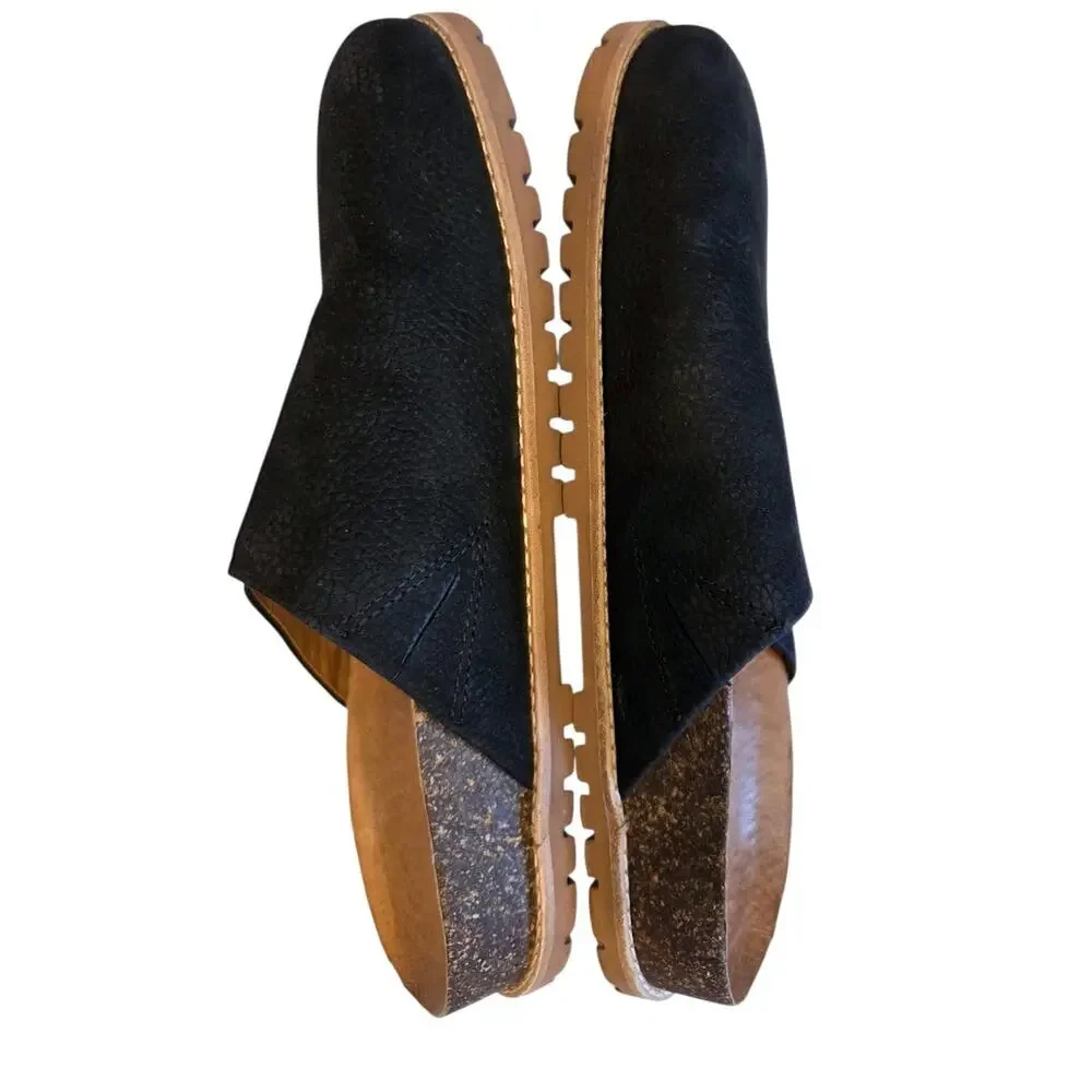 Madewell Layne Clog Mule True Black Nubuck Leather Slip On | 8 EUC Preppy Boho - Picture 4 of 16